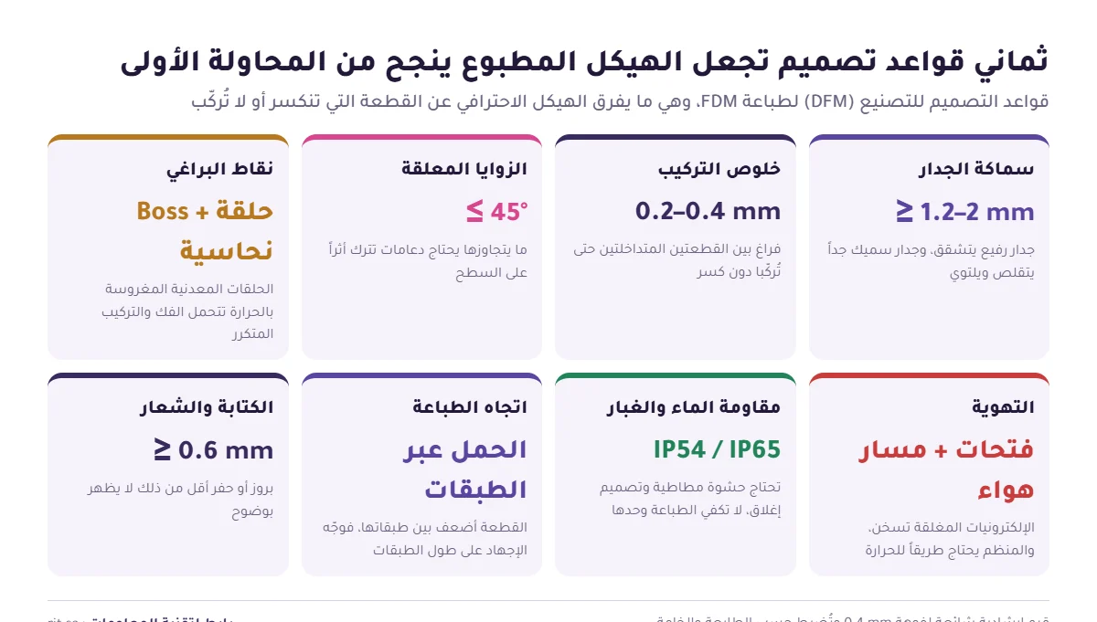 قواعد تصميم هياكل الأجهزة الإلكترونية للطباعة ثلاثية الأبعاد
