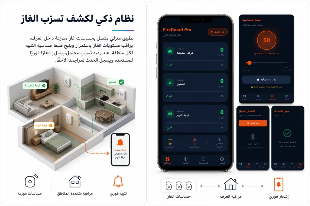 نظام ذكي لكشف تسرّب الغاز - نموذج أولي من تنفيذ رابط لتقنية المعلومات